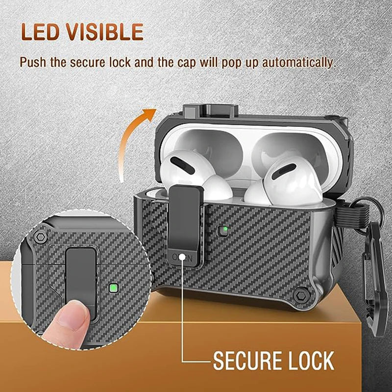 Airpods Pro (2Nd/1St Gen, 2023/2022/2019) Case with Auto Secure Lock, Compatible with Airpods Pro 2 (Usb-C/Lightning Cable)